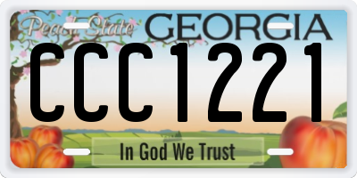 GA license plate CCC1221