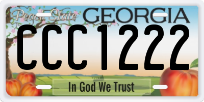 GA license plate CCC1222