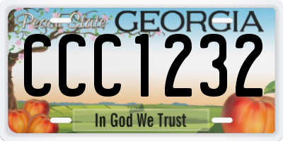 GA license plate CCC1232