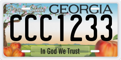 GA license plate CCC1233