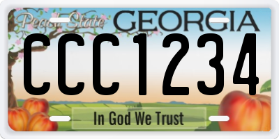 GA license plate CCC1234