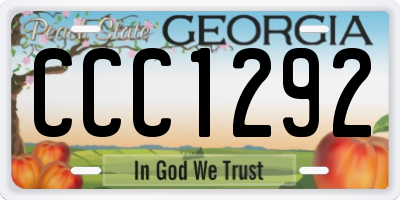 GA license plate CCC1292