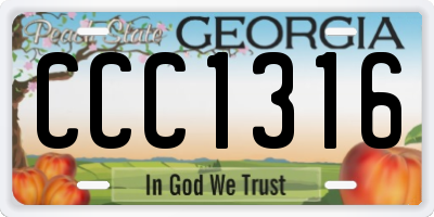 GA license plate CCC1316