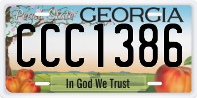 GA license plate CCC1386