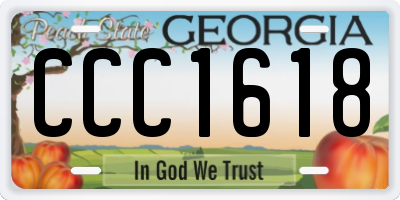 GA license plate CCC1618