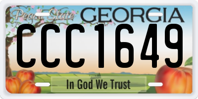 GA license plate CCC1649