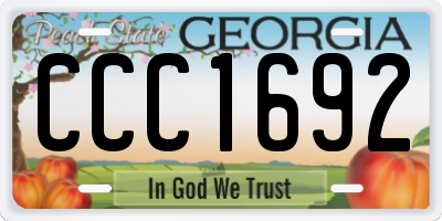 GA license plate CCC1692