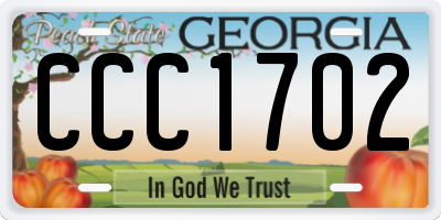 GA license plate CCC1702