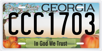 GA license plate CCC1703