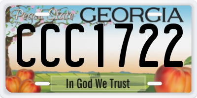 GA license plate CCC1722