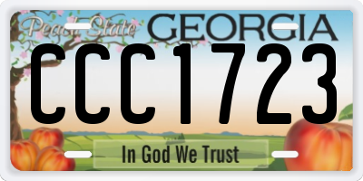GA license plate CCC1723