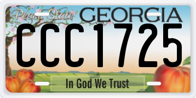 GA license plate CCC1725
