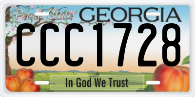 GA license plate CCC1728