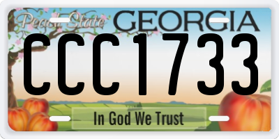 GA license plate CCC1733