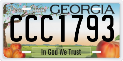 GA license plate CCC1793