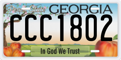 GA license plate CCC1802