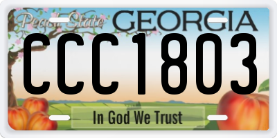 GA license plate CCC1803