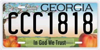 GA license plate CCC1818