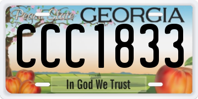 GA license plate CCC1833