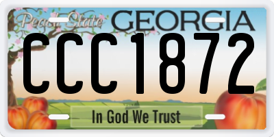 GA license plate CCC1872