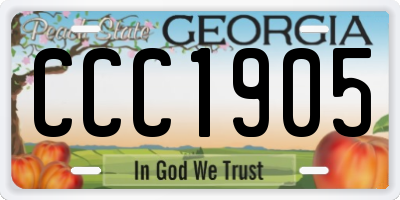 GA license plate CCC1905