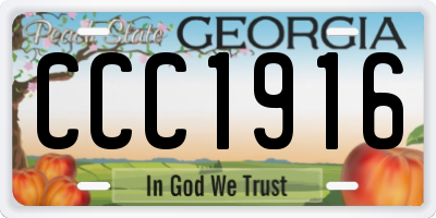 GA license plate CCC1916