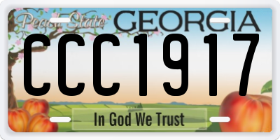 GA license plate CCC1917