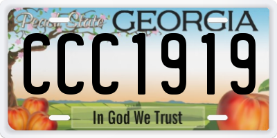 GA license plate CCC1919
