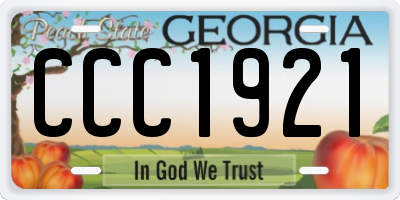 GA license plate CCC1921