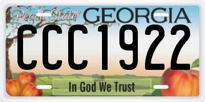GA license plate CCC1922