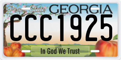 GA license plate CCC1925