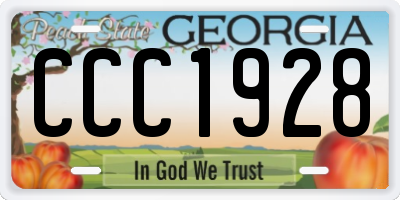 GA license plate CCC1928