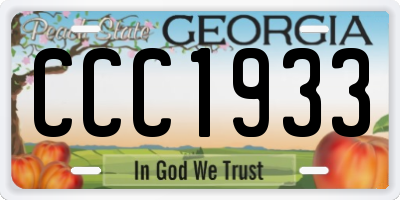 GA license plate CCC1933