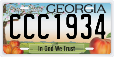 GA license plate CCC1934