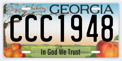 GA license plate CCC1948