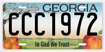 GA license plate CCC1972