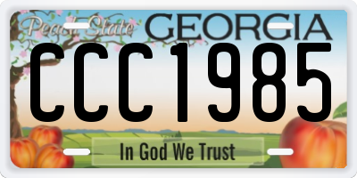 GA license plate CCC1985