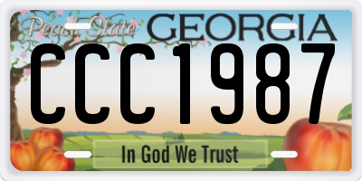 GA license plate CCC1987