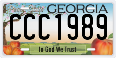 GA license plate CCC1989