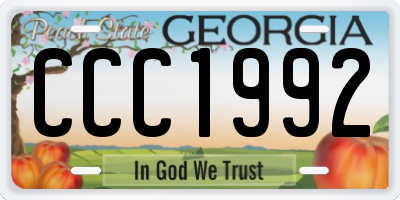 GA license plate CCC1992