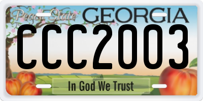 GA license plate CCC2003