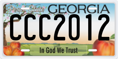 GA license plate CCC2012
