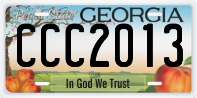 GA license plate CCC2013