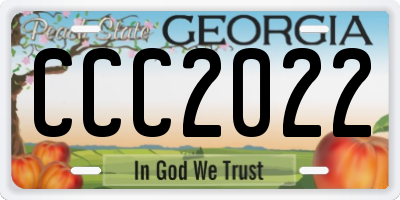 GA license plate CCC2022