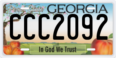 GA license plate CCC2092