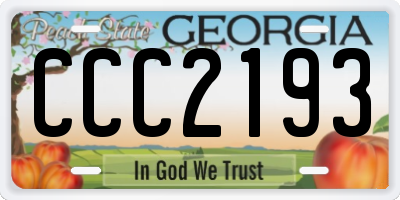 GA license plate CCC2193