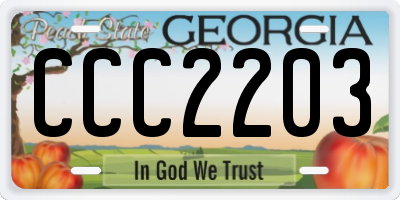 GA license plate CCC2203