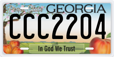 GA license plate CCC2204