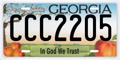 GA license plate CCC2205