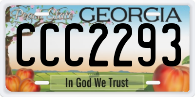 GA license plate CCC2293